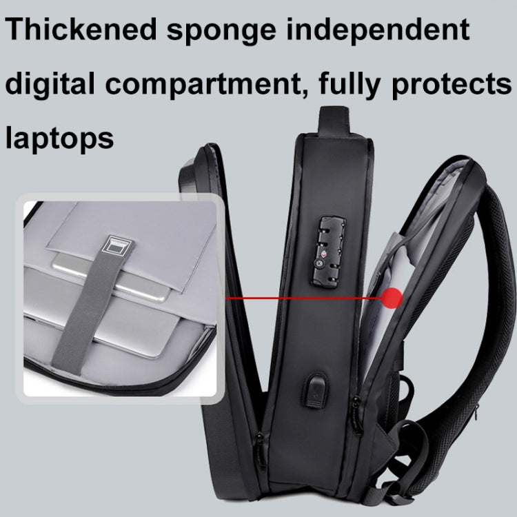 17 inch Password Lock Large Capacity Waterproof Laptop Backpack with USB Port(Dark Gray) - free shipping - PMC Jewellery - Order now!