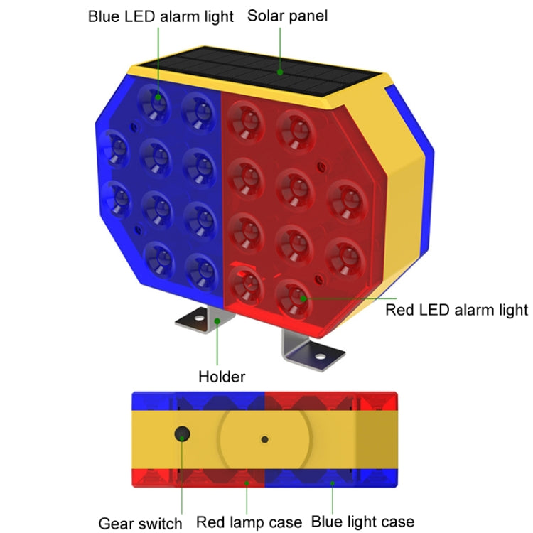 C1A Solar Powered Double Sided LED Barricade Light Traffic Signal Red And Blue Strobe Road Warning Lights - Warning Lights by PMC Jewellery | Online Shopping South Africa | PMC Jewellery | Buy Now Pay Later Mobicred