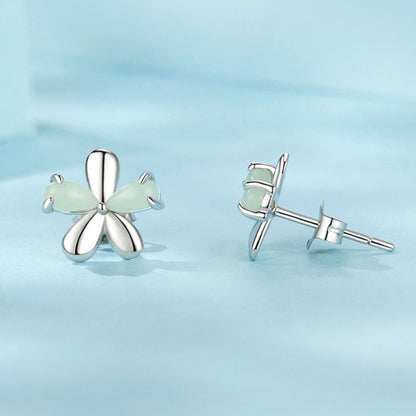 S925 Sterling Silver Platinum Plated Luminous Flower Stud Earrings(SCE1714) - Stud Earrings & Earrings by PMC Jewellery | Online Shopping South Africa | PMC Jewellery | Buy Now Pay Later Mobicred