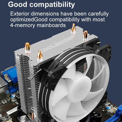 COOLMOON Frost Double Copper Tube CPU Fan Desktop PC Illuminated Silent AMD Air-Cooled Cooler, Style: P2 Magic Moon Edition Single Fan - Fan Cooling by COOLMOON | Online Shopping South Africa | PMC Jewellery | Buy Now Pay Later Mobicred