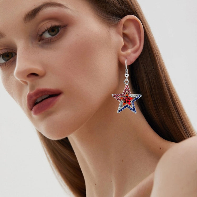 Pentagram With Zirconia Pendant Holiday Commemorative Gift, Style: Red Diamond Earrings - Necklaces & Pendants by PMC Jewellery | Online Shopping South Africa | PMC Jewellery | Buy Now Pay Later Mobicred