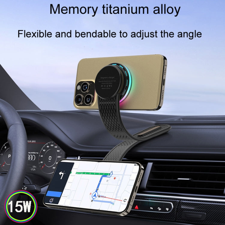 15W Car Magnetic Wireless Charging Cell Phone Holder With Ambient Light - Wireless Charger Holders by PMC Jewellery | Online Shopping South Africa | PMC Jewellery | Buy Now Pay Later Mobicred