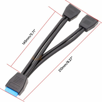 21cm Computer Motherboard 19 Pin USB3.0 One To Two Extension Cable - USB 3.0 by PMC Jewellery | Online Shopping South Africa | PMC Jewellery | Buy Now Pay Later Mobicred