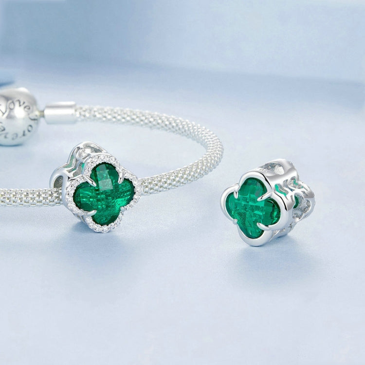 S925 Sterling Silver Lucky Four-leaf Clover DIY Beads(BSC995) - Jewelry Accessories by PMC Jewellery | Online Shopping South Africa | PMC Jewellery | Buy Now Pay Later Mobicred