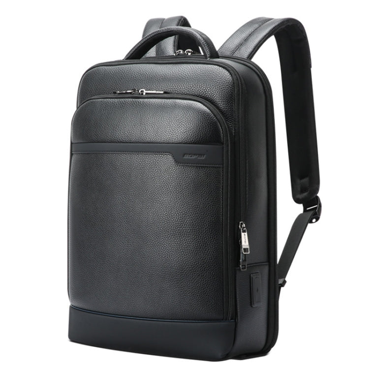 Bopai 61-122391 Large-capacity First-layer Cowhide Business Laptop Backpack With USB+Type-C Port(Black) - Backpack by Bopai | Online Shopping South Africa | PMC Jewellery | Buy Now Pay Later Mobicred