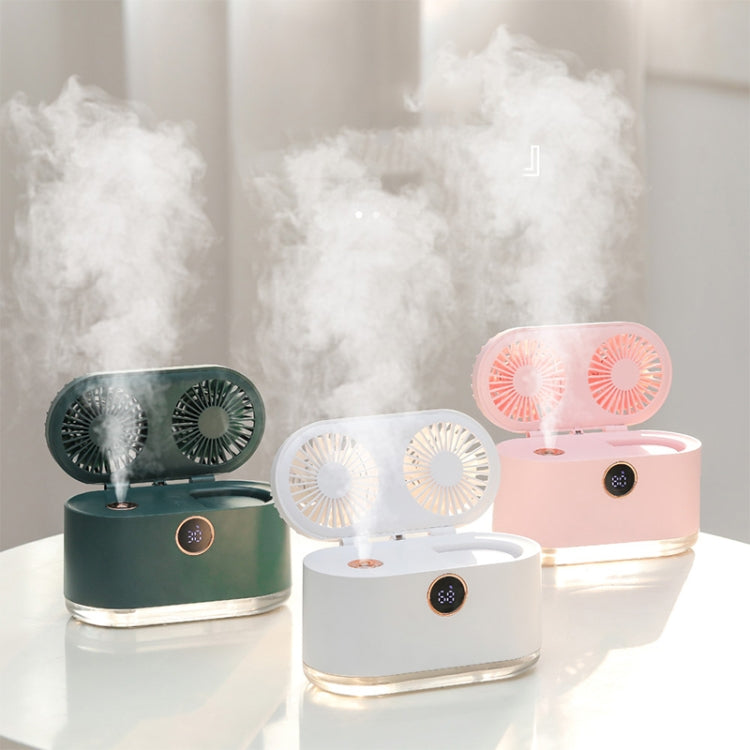 WT-818 Dual-leaf Spray Smart Digital Display Desktop Fan Night Light Humidification Cooler(White) - Electric Fans by PMC TechLife | Online Shopping South Africa | PMC TechLife | Buy Now Pay Later Mobicred