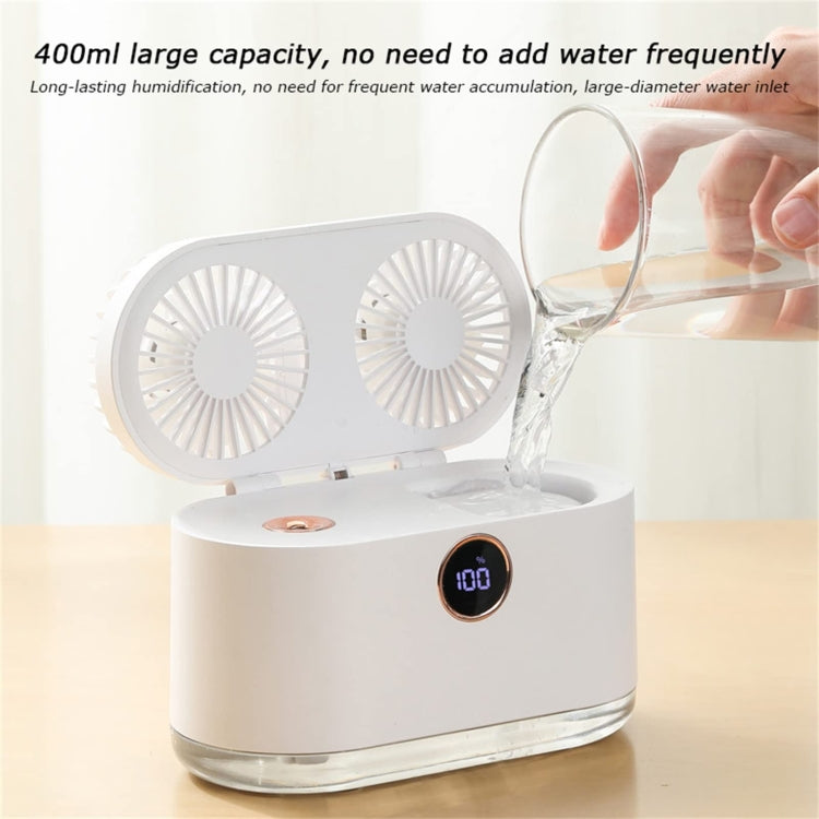 WT-818 Dual-leaf Spray Smart Digital Display Desktop Fan Night Light Humidification Cooler(White) - Electric Fans by PMC TechLife | Online Shopping South Africa | PMC TechLife | Buy Now Pay Later Mobicred