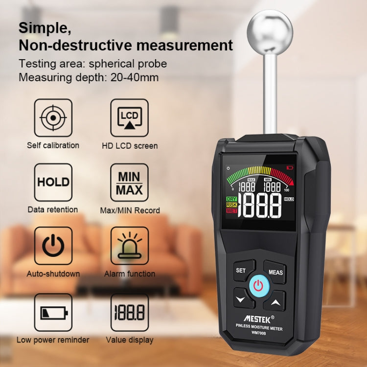 MESTEK WM700B Non -Contact Wood Moisture Detector With LCD Screen Alarm Function - PH & Moisture Meter by MESTEK | Online Shopping South Africa | PMC Jewellery | Buy Now Pay Later Mobicred