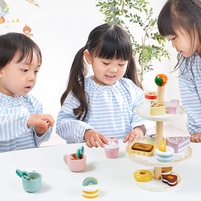 KABI Children Simulation Wooden Pretend Play Toy Kindergarten Parent-Child Interactive Toy, Style: Multi-layer Dessert Rack - Pretend Play Toys by KABI | Online Shopping South Africa | PMC Jewellery | Buy Now Pay Later Mobicred