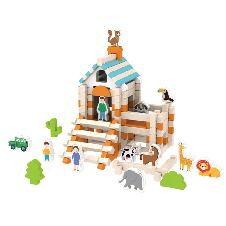 122pcs/Box Children Architecture Building Blocks Wooden House Mortise And Tenon Structure Assembled Toy - Building Blocks by PMC Jewellery | Online Shopping South Africa | PMC Jewellery | Buy Now Pay Later Mobicred