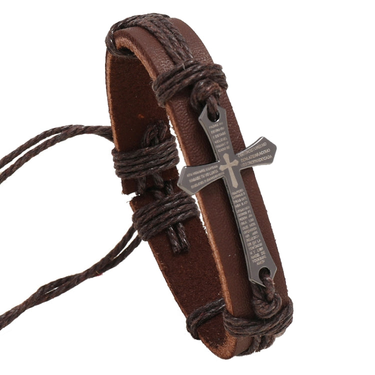 Personalized Hand-Woven Leather Bracelet Simple Pull-Out Adjustable Vintage Wristbands(Brown) - Bracelets by PMC Jewellery | Online Shopping South Africa | PMC Jewellery | Buy Now Pay Later Mobicred