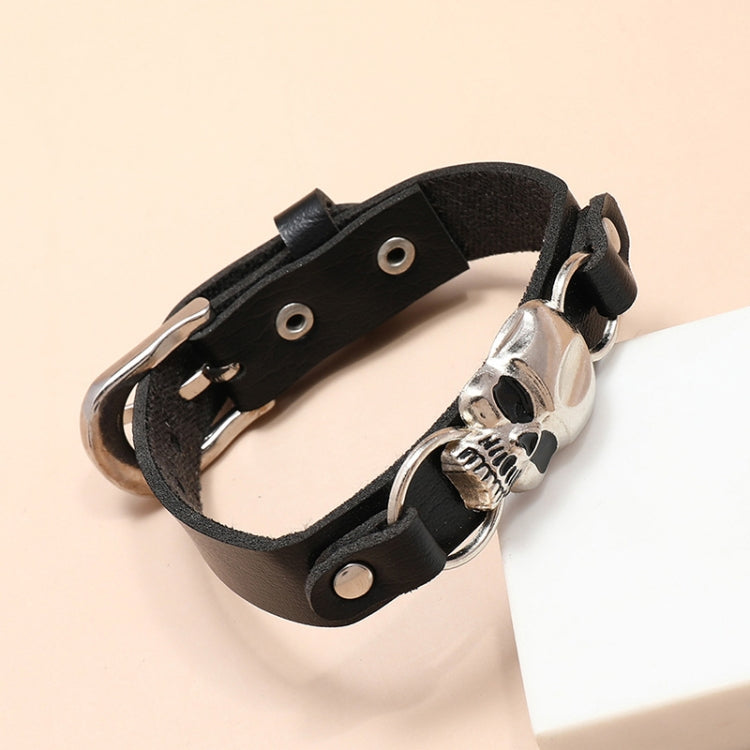 Simple Skull Leather Bracelet Personalized Trendy Street Hand Jewelry(Black) - Bracelets by PMC Jewellery | Online Shopping South Africa | PMC Jewellery | Buy Now Pay Later Mobicred