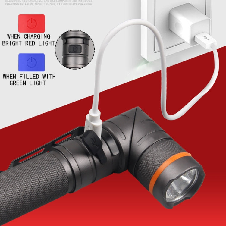 90 Degree Foldable Flashlight White / Red / Green Lights Waterproof Magnetic Torch Built In 18650 Lithium Battery - LED Flashlight by PMc TechLife | Online Shopping South Africa | PMc TechLife | Buy Now Pay Later Mobicred