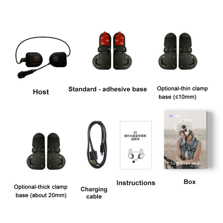 TWVC Motorcycle Bluetooth Headset Wireless Stereo Moto Helmet Headphones With Thin Clip Base - Motorcycle Walkie Talkie by PMC Jewellery | Online Shopping South Africa | PMC Jewellery | Buy Now Pay Later Mobicred