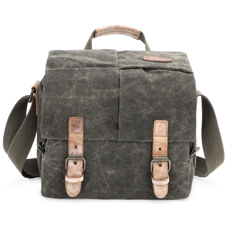 Camera Shoulder Messenger Bag Batik Canvas Waterproof Photography SLR Camera Bag(Army Green) - Strap Satchel by PMC TechLife | Online Shopping South Africa | PMC TechLife | Buy Now Pay Later Mobicred