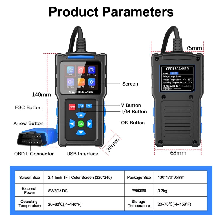 Automobile Fault Diagnostic Instrument OBD2 Engine Tester ELM327(T200) - Electronic Test by PMC TechLife | Online Shopping South Africa | PMC TechLife | Buy Now Pay Later Mobicred