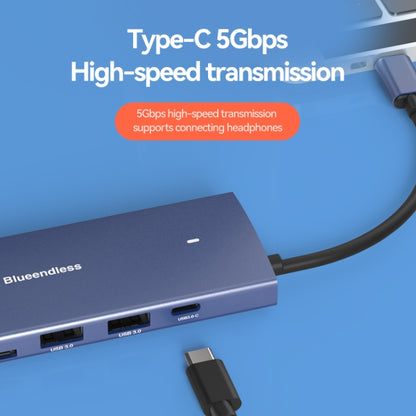 Blueendless 4K60Hz + Gigabit LAN + Data Type-C Docking Station, Spec: 6-in-1 Blue - USB HUB by Blueendless | Online Shopping South Africa | PMC Jewellery | Buy Now Pay Later Mobicred