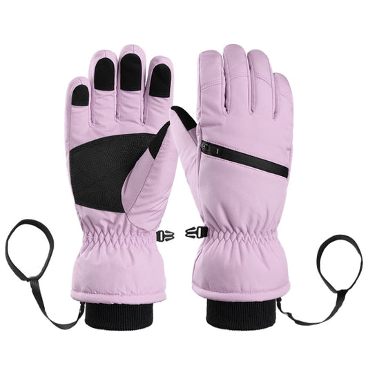 Winter Padded Ski Finger Gloves Outdoor Windproof Warm Sports Gloves, Size: M(Light Purple) - Full Finger Gloves by PMC Jewellery | Online Shopping South Africa | PMC Jewellery | Buy Now Pay Later Mobicred