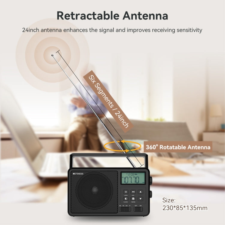 Retekess TR638 LCD Digital Display Full-Band Bluetooth FM Radio Support External Antenna(EU Plug) - Radio Player by Retekess | Online Shopping South Africa | PMC Jewellery | Buy Now Pay Later Mobicred