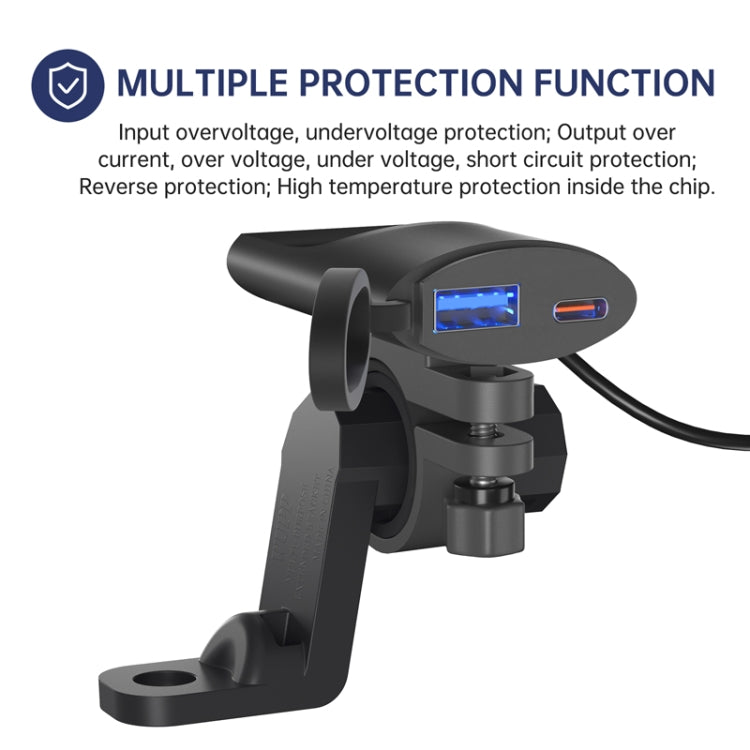 Motorcycle PD+USB Fast Charging Mobile Phone Charger Rearview Mirror Extension Bracket - Battery Charger by PMC TechLife | Online Shopping South Africa | PMC TechLife | Buy Now Pay Later Mobicred