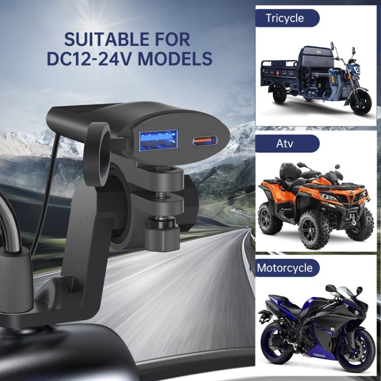 Motorcycle PD+USB Fast Charging Mobile Phone Charger Rearview Mirror Extension Bracket - Battery Charger by PMC TechLife | Online Shopping South Africa | PMC TechLife | Buy Now Pay Later Mobicred