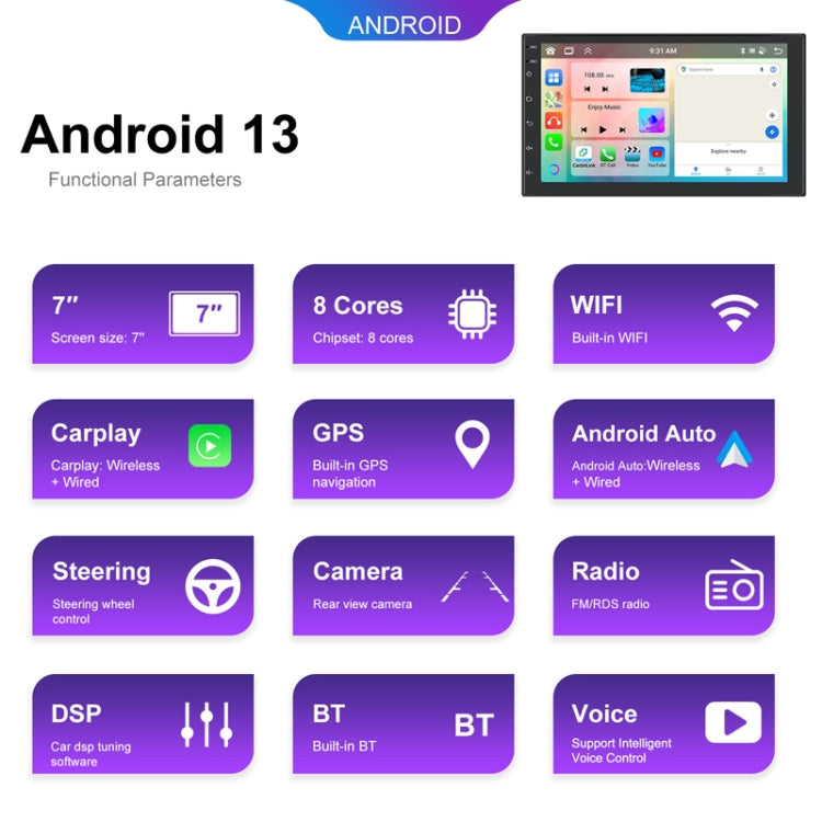 9inch Android 13.0 Dual Butt Universal Wireless Carplay Car Navigation Center Control All-In-One Monitor(Standard) - Car MP3 & MP4 & MP5 by PMC Jewellery | Online Shopping South Africa | PMC Jewellery | Buy Now Pay Later Mobicred