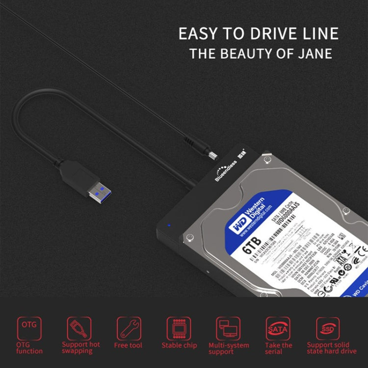 Blueendless US35 USB3.0 To SATA Adapter 2.5 / 3.5-Inch Hard Drive SSD Reader, Spec: USB3.0 12V2A - USB to IDE / SATA by Blueendless | Online Shopping South Africa | PMC Jewellery | Buy Now Pay Later Mobicred