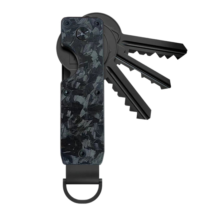 Compact Key Organizer Metal Key Chain Can Hold 2-6 Keys Black Forged Carbon - Key Rings by PMC TechLife | Online Shopping South Africa | PMC TechLife | Buy Now Pay Later Mobicred