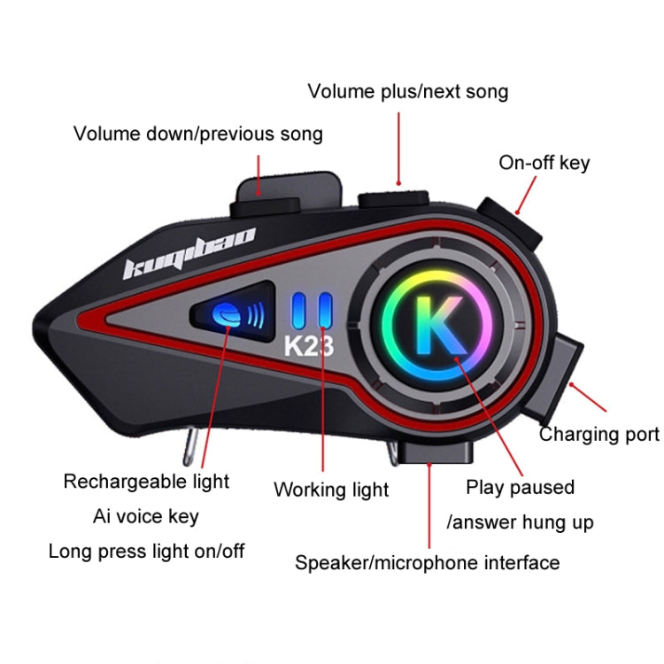 KUQIBAO Motorcycle Helmet Long-Lasting Bluetooth-compatible Headset With Light(Hard Microphone) - free shipping - PMC TechLife - Order now!