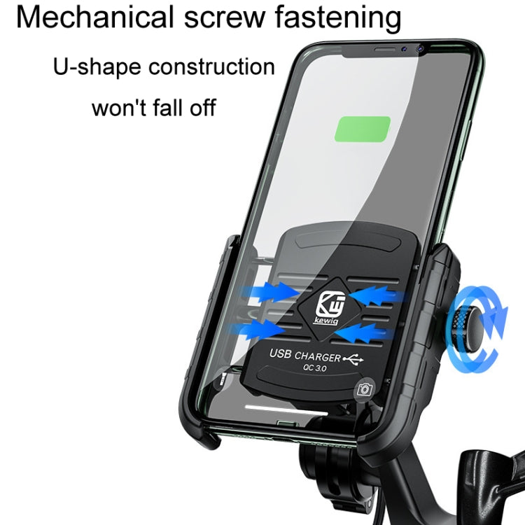 Kewig M8 Motorcycle Navigation Phone Holder Outdoor Riding Charging Bracket(Black) - Holder by Kewig | Online Shopping South Africa | PMC Jewellery | Buy Now Pay Later Mobicred
