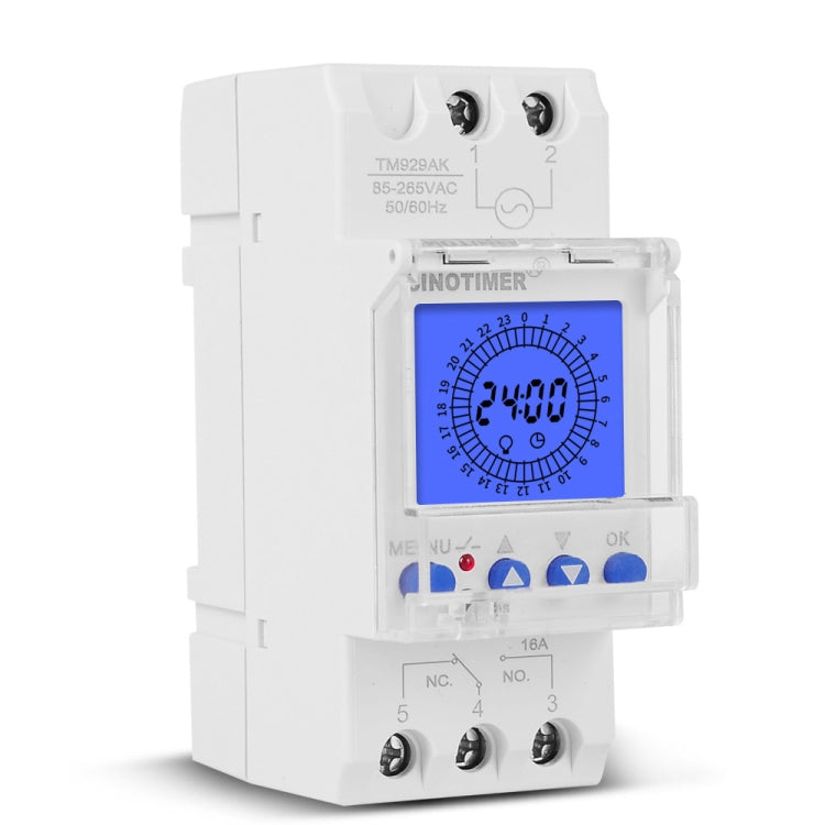 SINOTIMER  TM929AKL 85-265V 16A 24hrs Digital Analogue Din Module Time Switch With Backlight - Switch by SINOTIMER | Online Shopping South Africa | PMC TechLife | Buy Now Pay Later Mobicred