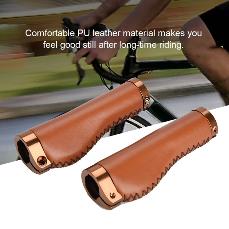 1pair Bicycle Non-Slip Leather Handlebar Grips Mountain Bike Vintage Handlebar Protector(Black) - Bicycle Grips by PMC TechLife | Online Shopping South Africa | PMC TechLife | Buy Now Pay Later Mobicred