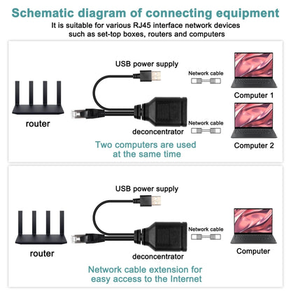 Network Cable 1 In 2 RJ45 Simultaneous Internet Access Male Adapter Cable - Network Hubs by PMC Jewellery | Online Shopping South Africa | PMC Jewellery | Buy Now Pay Later Mobicred