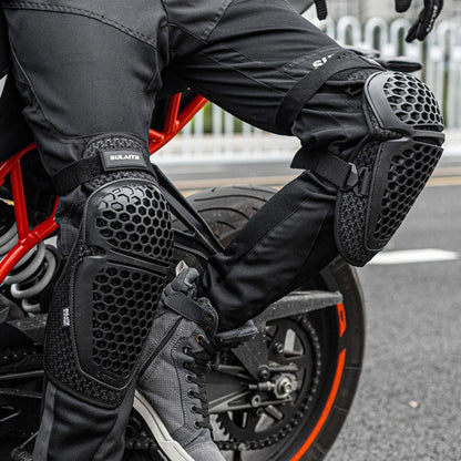 SULAITE Cycling Honeycomb Breathable Heat Dissipation Motorcycle Adjustable Protective Gear, Style: 4pcs /Set Knee Elbow Pads - Protective Gear by SULAITE | Online Shopping South Africa | PMC Jewellery | Buy Now Pay Later Mobicred