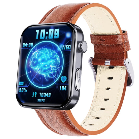 F300  2.1-Inch Screen Smart Watch Supports Bluetooth Calls/ECG/Blood Composition Analysis/50+ Sports Modes, Color: Black Brown Leather - Smart Watches by PMC Jewellery | Online Shopping South Africa | PMC Jewellery | Buy Now Pay Later Mobicred