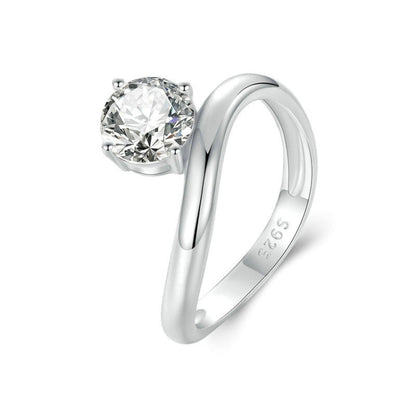 S925 Sterling Silver Platinum Plated 1 Carat Moissanite Engagement Ring(No.6) - Rings by PMC Jewellery | Online Shopping South Africa | PMC Jewellery | Buy Now Pay Later Mobicred