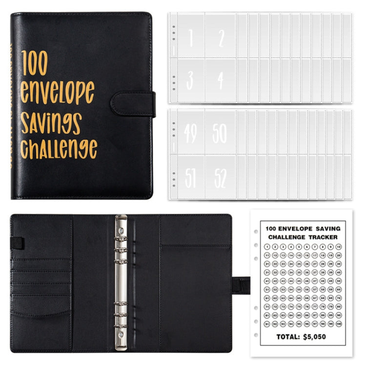 A5 100 Day Savings Challenge Envelope Budget Planner Binder Notebook Handbook, Color: Words Black - Notebooks by PMC TechLife | Online Shopping South Africa | PMC TechLife | Buy Now Pay Later Mobicred