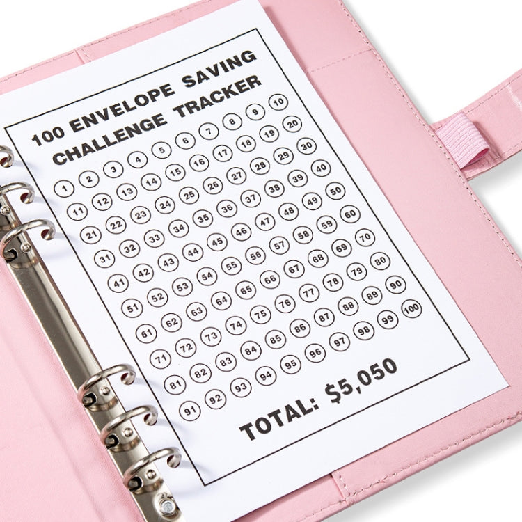 A5 100 Day Savings Challenge Envelope Budget Planner Binder Notebook Handbook, Color: Pattern Pink - Notebooks by PMC Jewellery | Online Shopping South Africa | PMC Jewellery | Buy Now Pay Later Mobicred