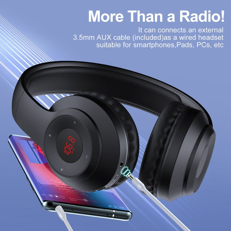 X5 Portable Digital Display Folding Headset FM Radio Headphones, Color: Charging Black - Radio Player by PMC Jewellery | Online Shopping South Africa | PMC Jewellery | Buy Now Pay Later Mobicred