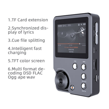 Without TF Card HIFI Lossless DSD256 Music Player Sports MP3(Silver Gray) - MP3 Player by PMC Jewellery | Online Shopping South Africa | PMC Jewellery | Buy Now Pay Later Mobicred