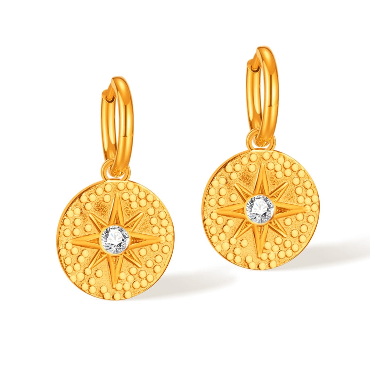 OPK GE917 1pair Simple Stainless Steel Round Plaque Earrings Vintage Temperament Earrings - Stud Earrings & Earrings by OPK | Online Shopping South Africa | PMC Jewellery | Buy Now Pay Later Mobicred