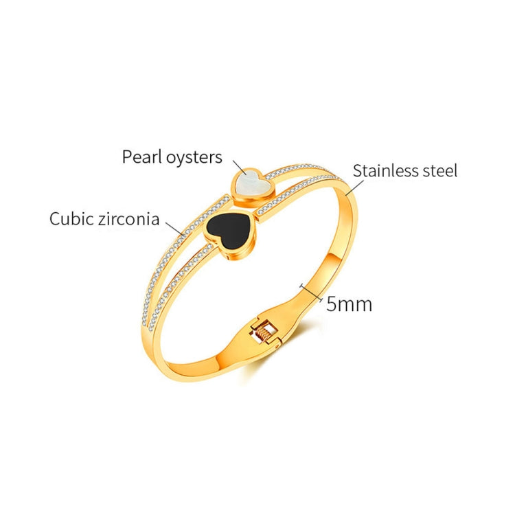 OPK GH1105 Stainless Steel Double Heart Black and White Shell Temperament Bracelet - Bracelets by OPK | Online Shopping South Africa | PMC Jewellery | Buy Now Pay Later Mobicred