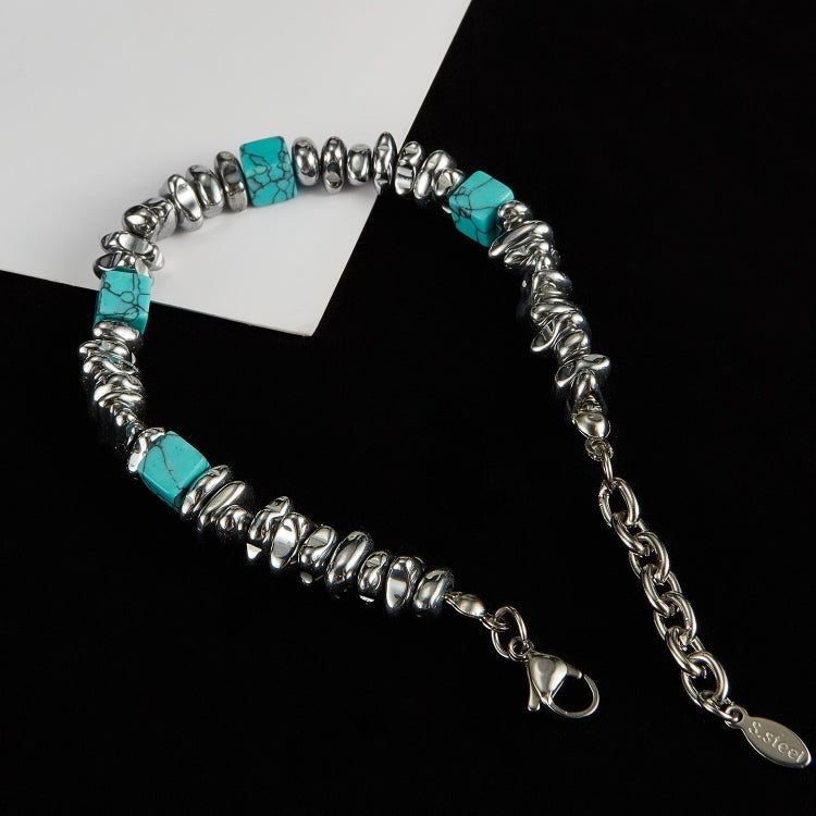 OPK GS1546 Stainless Steel Personalized Blue Turquoise Black Gallstone Bracelet - Bracelets by OPK | Online Shopping South Africa | PMC Jewellery | Buy Now Pay Later Mobicred