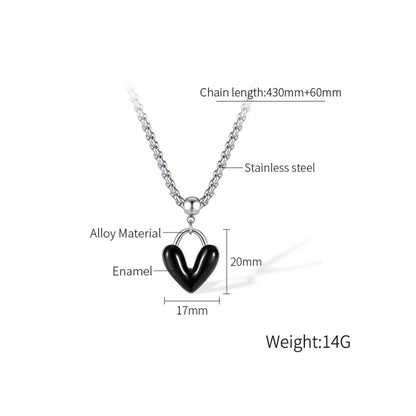 OPK GX2411 Oil Drip Love Alloy Pendant Stainless Steel Necklace - Necklaces & Pendants by OPK | Online Shopping South Africa | PMC Jewellery | Buy Now Pay Later Mobicred