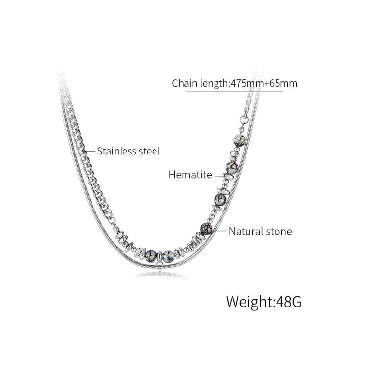 OPK GX2415 Personalized Cool Style Double Layer Necklace Stainless Steel Splicing Chain - Necklaces & Pendants by OPK | Online Shopping South Africa | PMC Jewellery | Buy Now Pay Later Mobicred