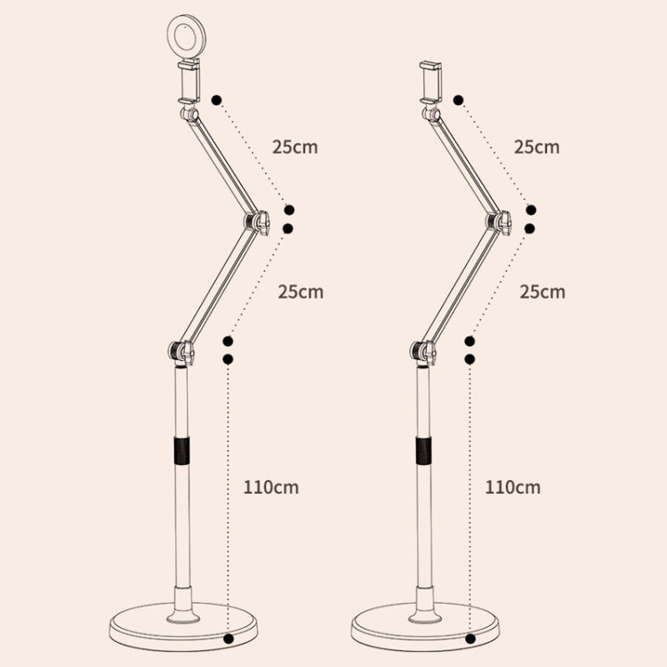 1.7m Mobile Phone Floor Stand Overhead Shooting Holder Retractable Lazy Support, Spec: With Fill Light - Stand by PMC Jewellery | Online Shopping South Africa | PMC Jewellery | Buy Now Pay Later Mobicred