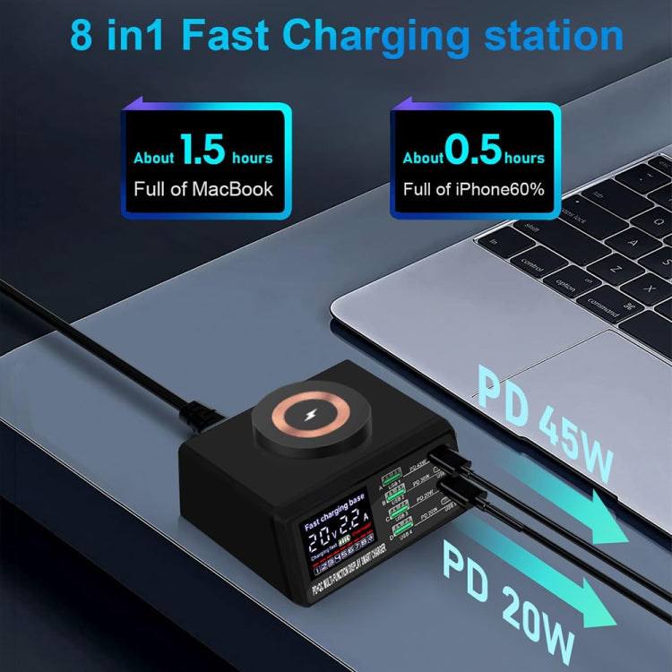 X9M 9-in-1 110W USB+PD Smart Multi-ports QI Magnetic Wireless Charger, Spec: Black US Plug - Multifunction Charger by PMC Jewellery | Online Shopping South Africa | PMC Jewellery | Buy Now Pay Later Mobicred