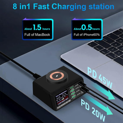 X9M 9-in-1 110W USB+PD Smart Multi-ports QI Magnetic Wireless Charger, Spec: Black US Plug - Multifunction Charger by PMC Jewellery | Online Shopping South Africa | PMC Jewellery | Buy Now Pay Later Mobicred