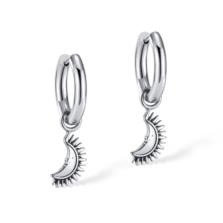 OPK GE932 1pair Vintage Personalized Stainless Steel Moon Pendant Earrings - Stud Earrings & Earrings by OPK | Online Shopping South Africa | PMC Jewellery | Buy Now Pay Later Mobicred