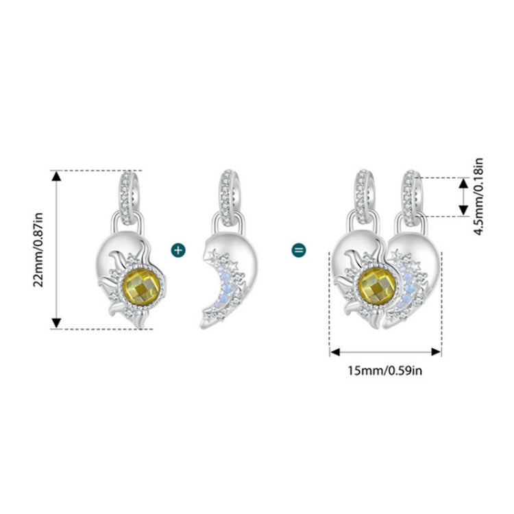 S925 Sterling Silver DIY Detachable Sun Moon Heart Pendant(BSC1034) - Jewelry Accessories by PMC Jewellery | Online Shopping South Africa | PMC Jewellery | Buy Now Pay Later Mobicred